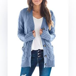 Cable Knit Button Loose Sweater Cardigan Size Medium NWT
